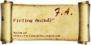 Firling Anikó névjegykártya
